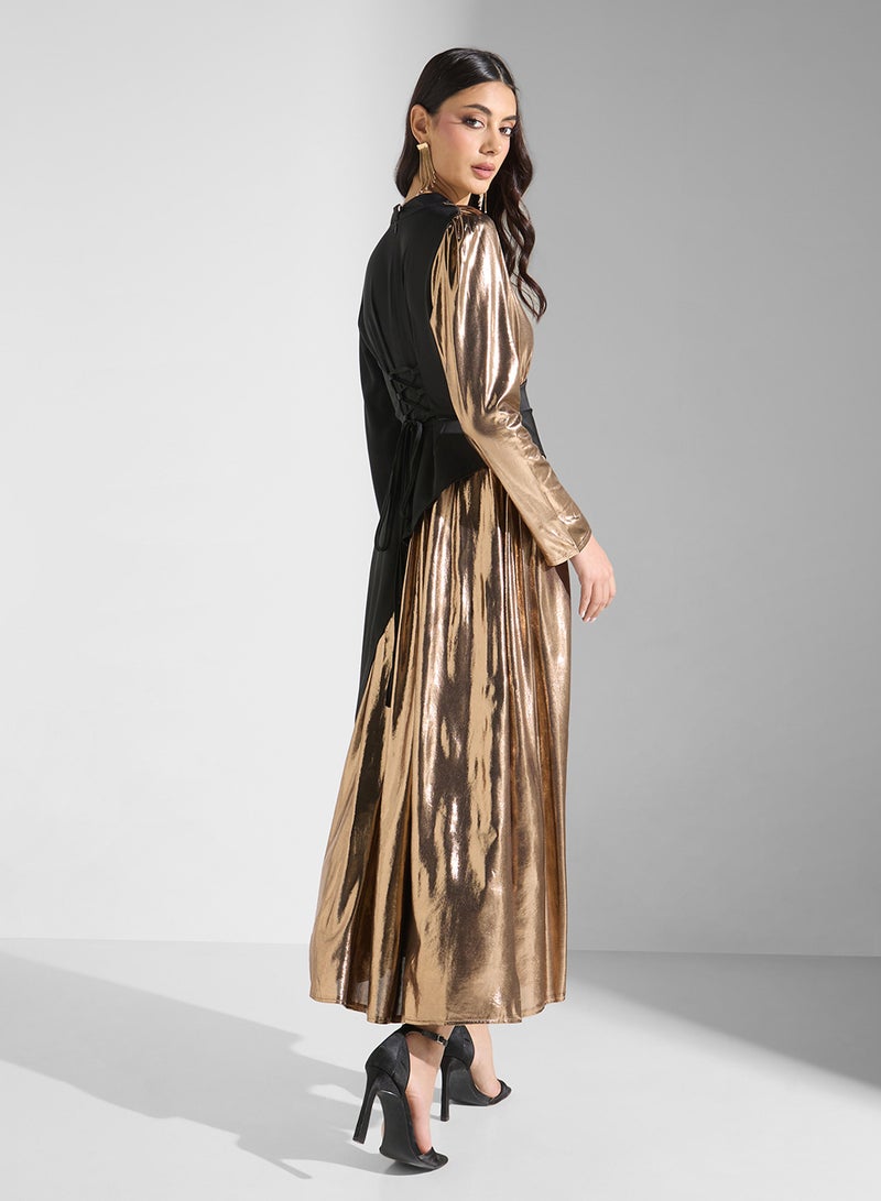 Khizana Metallic Panelled Dress - Image 2