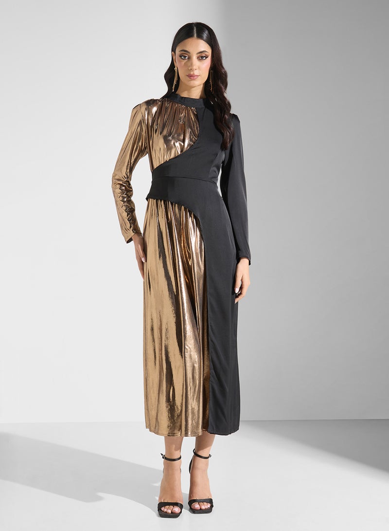 Khizana Metallic Panelled Dress - Image 1