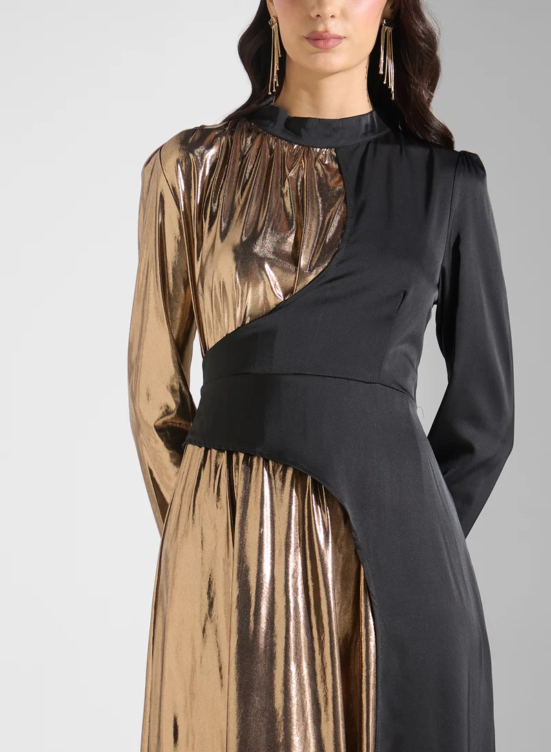 Khizana Metallic Panelled Dress