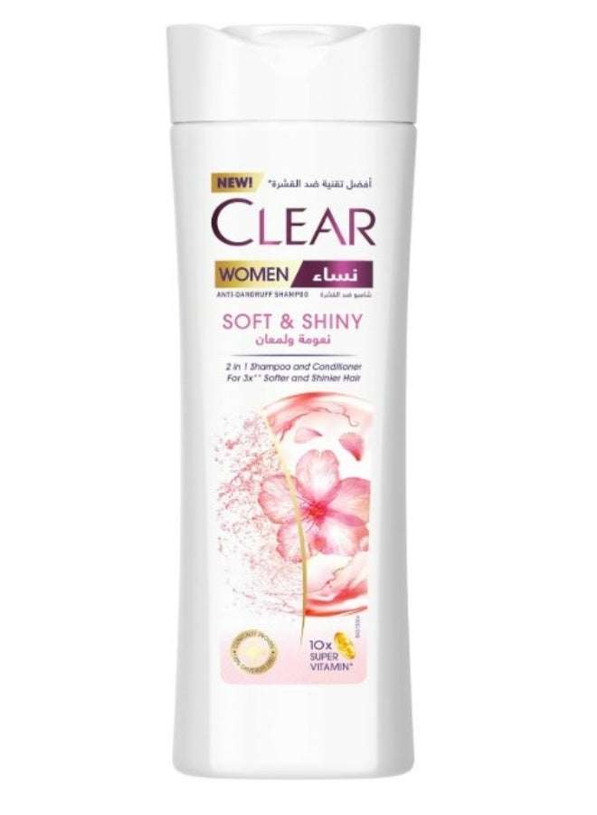CLEAR 2in1 Shampoo & Conditioner for Women, Anti Dandruff Shampoo, Soft & Shiny, 400ml - Image 1