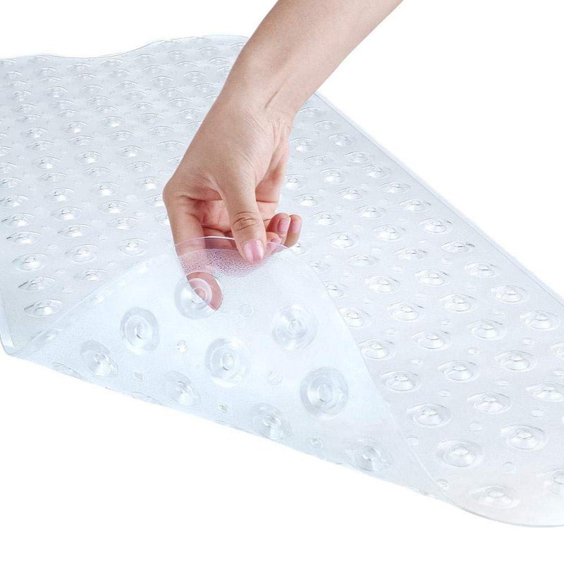 Hidak Non Slip Soft Rubber Bath Mat for Bathtub and Shower Anti Slip Bath Mat Transparent White 100 x 40 cm - Image 1