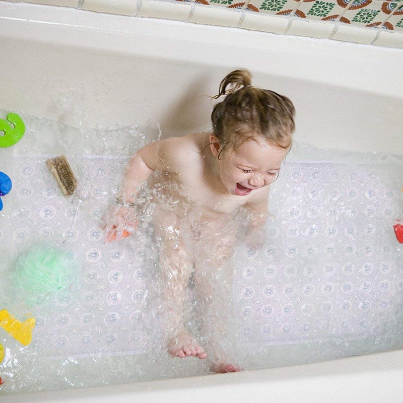 Hidak Non Slip Soft Rubber Bath Mat for Bathtub and Shower Anti Slip Bath Mat Transparent White 100 x 40 cm - Image 3
