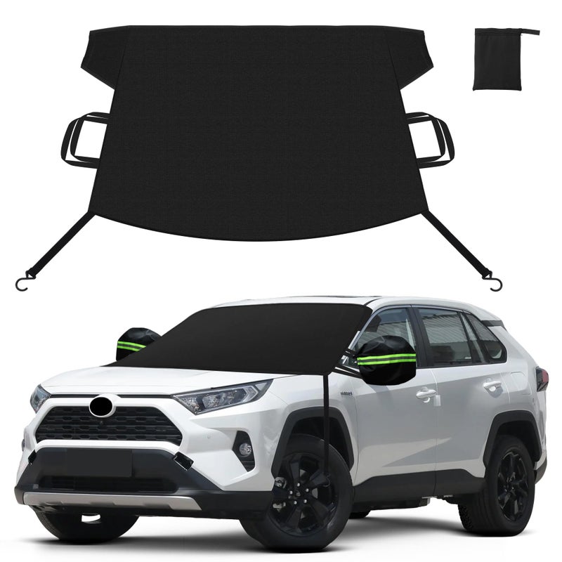 KXQ Car Windshield Cover for Ice and Snow, Enhanced-600D Oxford Fabric Windshield Snow Covers, Windshield Cover for Snow Fits Most Small to Mid-Size Sedans and SUVs (63 x 47.5 Inch) - Image 1