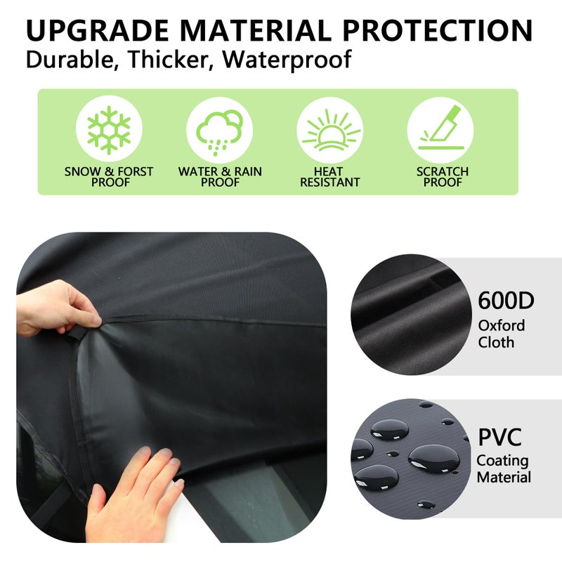 KXQ Car Windshield Cover for Ice and Snow, Enhanced-600D Oxford Fabric Windshield Snow Covers, Windshield Cover for Snow Fits Most Small to Mid-Size Sedans and SUVs (63 x 47.5 Inch) - Image 5