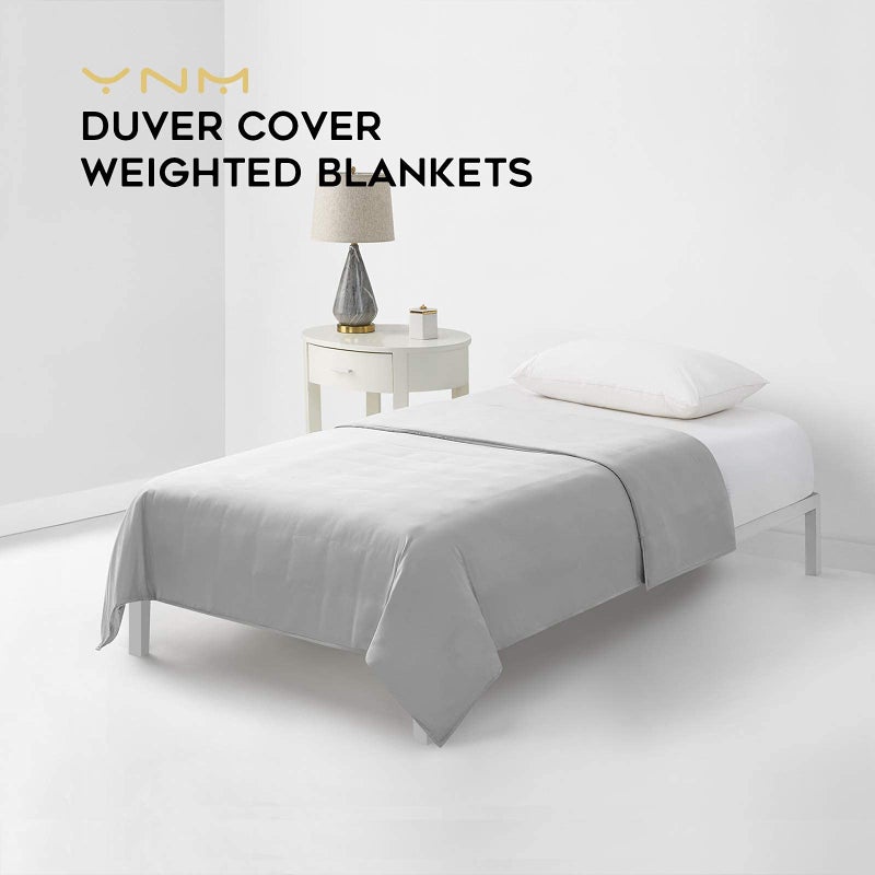 YnM Exclusive Cooling Duvet Cover for Weighted Blankets with 16 Strings (Light Grey, 60"x80") - Image 2