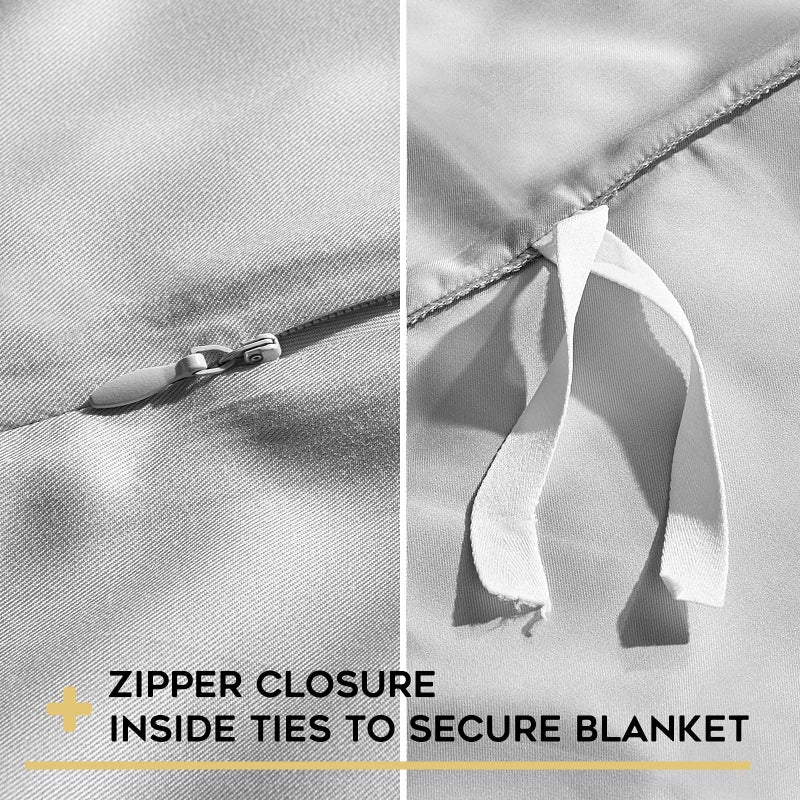 YnM Exclusive Cooling Duvet Cover for Weighted Blankets with 16 Strings (Light Grey, 60"x80") - Image 3