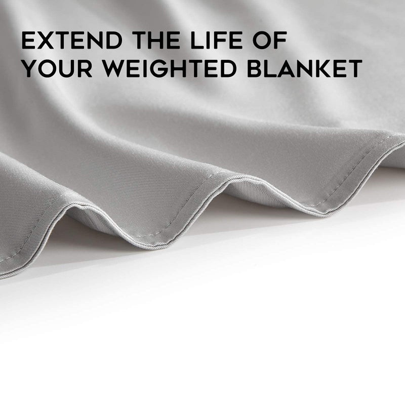 YnM Exclusive Cooling Duvet Cover for Weighted Blankets with 16 Strings (Light Grey, 60"x80") - Image 4