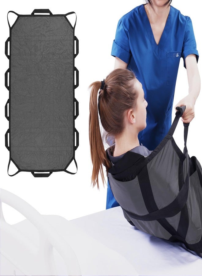 puholo 70"x40" Positioning Bed Pad with Handles Waterproof Washable Draw Sheets for Hospital Bed Patients Moving Pad for Turning Lifting and Transfer Sheet Nylon with 530LBS Bearing (Gray) - Image 1