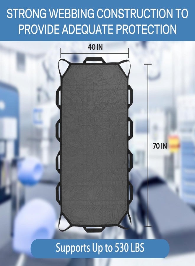 puholo 70"x40" Positioning Bed Pad with Handles Waterproof Washable Draw Sheets for Hospital Bed Patients Moving Pad for Turning Lifting and Transfer Sheet Nylon with 530LBS Bearing (Gray) - Image 3
