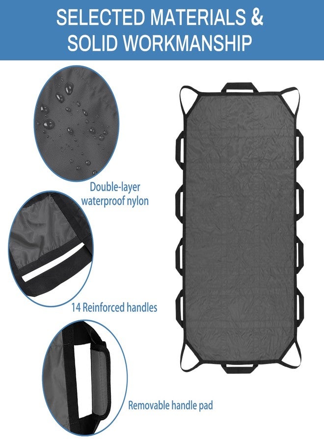 puholo 70"x40" Positioning Bed Pad with Handles Waterproof Washable Draw Sheets for Hospital Bed Patients Moving Pad for Turning Lifting and Transfer Sheet Nylon with 530LBS Bearing (Gray) - Image 5
