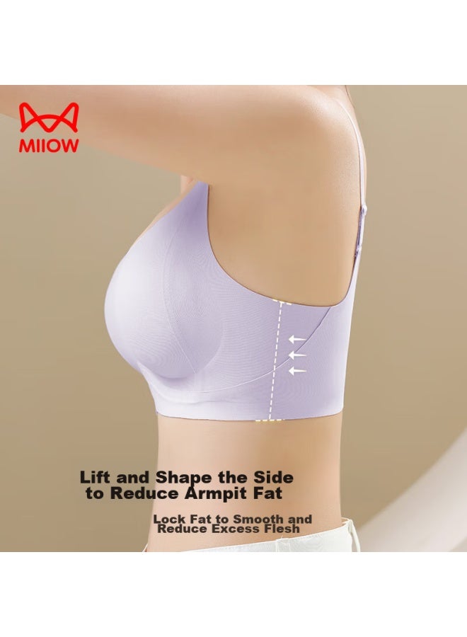 MIIOW Miiow Seamless Bra For Women, Push-up Bra For Small Breasts, Lift And Support, Anti-sagging, Wireless, Sexy, Push-up Brassiere, Purple, Size L - Image 4