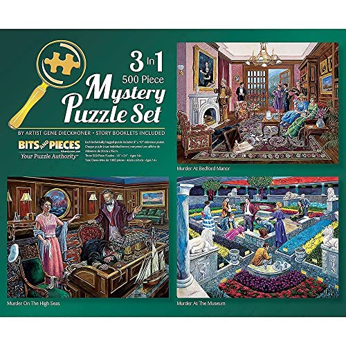 Bits and Pieces 3in1 MultiPack Large 500 Piece Jigsaw Puzzles for Adults Mystery Jigsaw Puzzle Set by Gene Dieckhoner Completed Puzzle Size 18 x 24 - Image 1