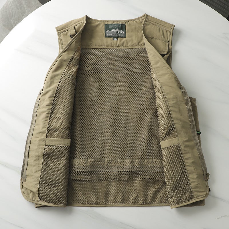 Reflective Custom Workwear Vest Men'S Fishing Pography Mountain Climbing Multi-Pocket Functional Mesh Quick-Dry Breathable Vest - Image 5