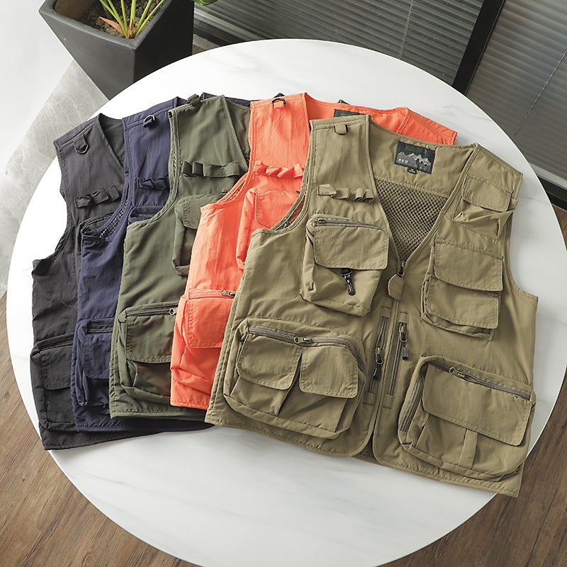 Reflective Custom Workwear Vest Men'S Fishing Pography Mountain Climbing Multi-Pocket Functional Mesh Quick-Dry Breathable Vest - Image 3