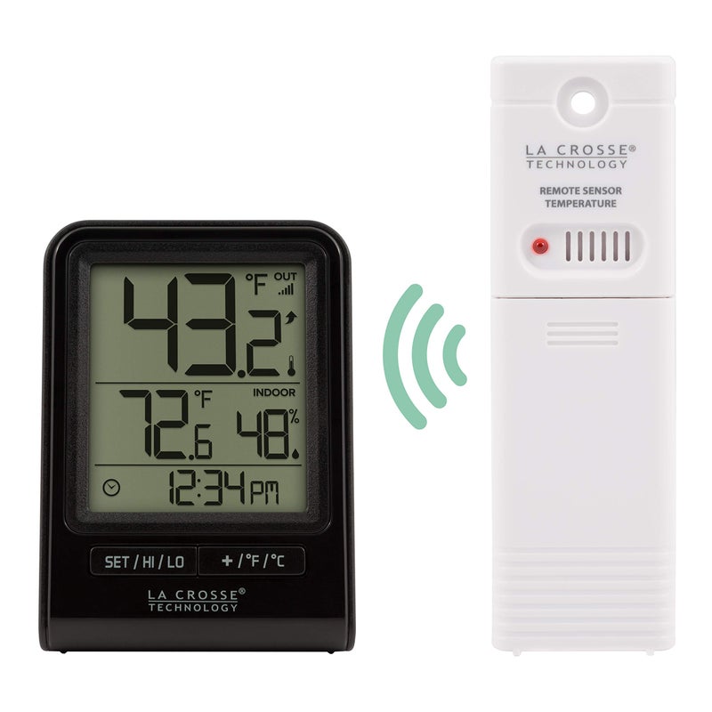 La Crosse Technology 308-1409BT-CBP Wireless Temperature & Humidity Station with Time , Black - Image 2