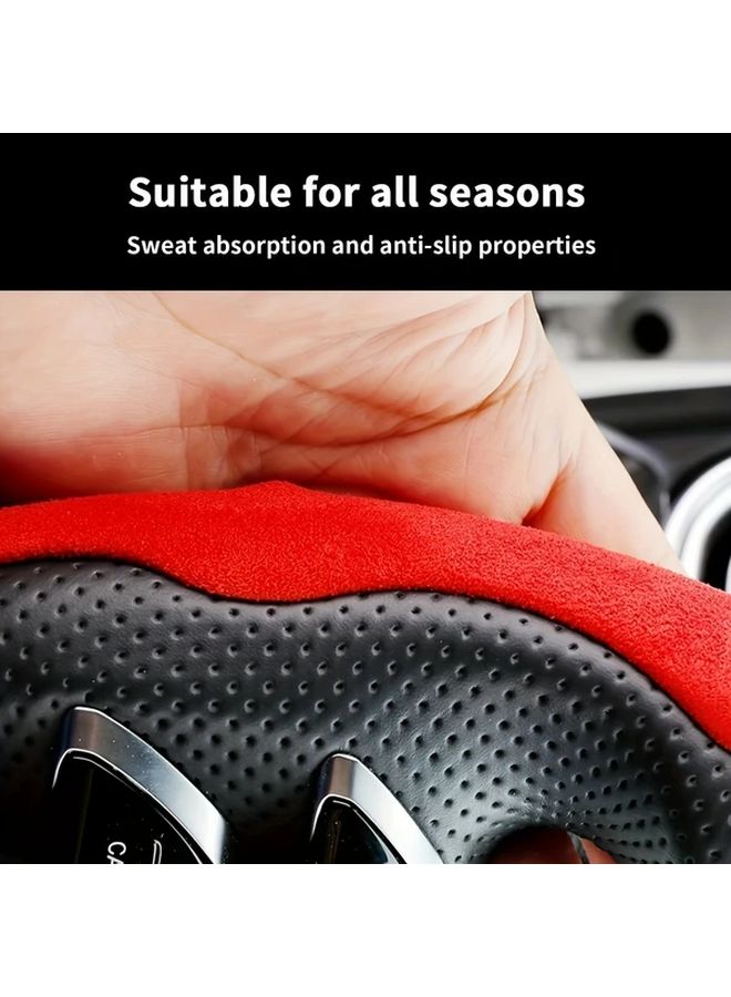 Universal Anti Slip Carbon Fiber Steering Wheel Cover Black Upgrade Your Cars Look - Image 3