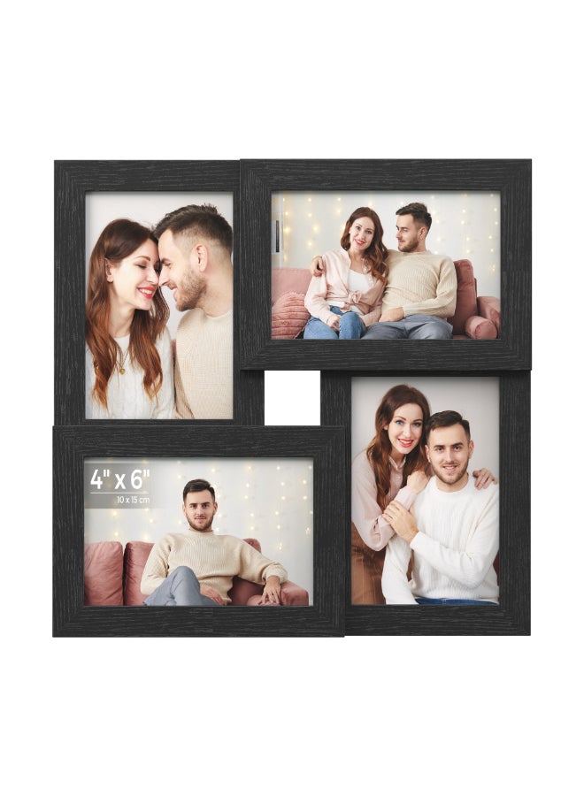 SONGMICS 4x6 Collage Picture Frames, Family Photo Collage Frame Set of 4 for Wall Decor, Glass Front, Wall Hanging or Tabletop, Ink Black - Image 1
