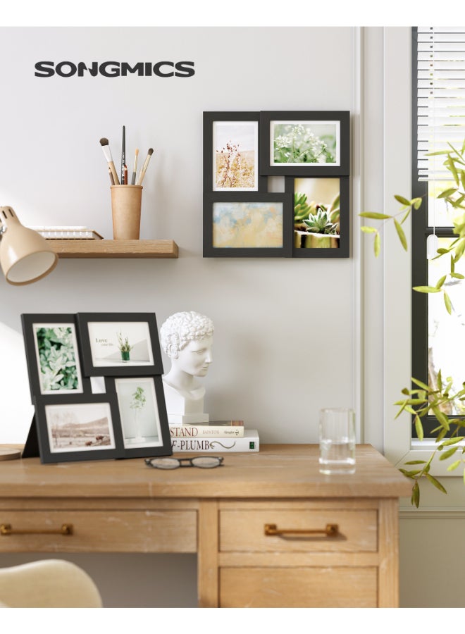 SONGMICS 4x6 Collage Picture Frames, Family Photo Collage Frame Set of 4 for Wall Decor, Glass Front, Wall Hanging or Tabletop, Ink Black - Image 2