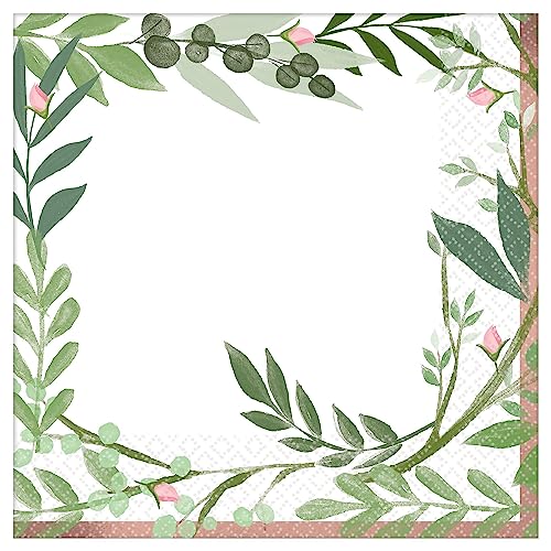 Amscan Multicolor Love And Leaves Luncheon Napkins - 6.5" x 6.5" (16 Count) - Soft & Absorbent, Premium Quality & Adorable Design - Ideal For Themed Celebrations - Image 3