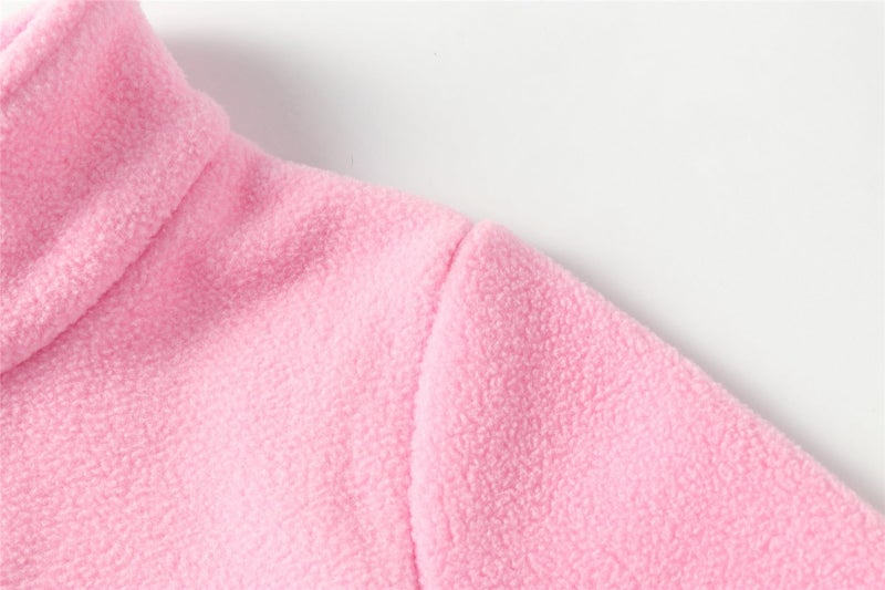 Mud Kingdom Girl's Sweatshirt Polar Fleece Pink Long Sleeve Quarter Zip Mock Neck Pullover for Big Kids Casual Size 12-14 - Image 2