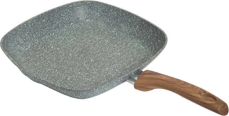 Homeway 28cm Marble Collection Non-stick Grill Pan with Wooden Handle - Image 3