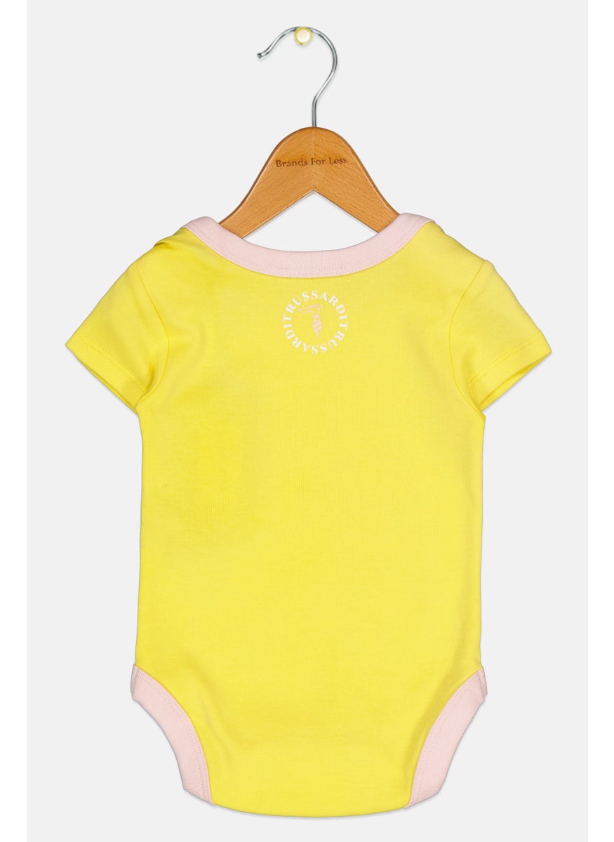 TRUSSARDI - Toddlers Girl Graphic Print Sleeveless Bodysuit, Yellow - Image 1