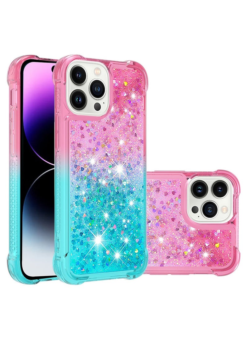 iPhone 15 Promax Case Cover Protector Glitter Bling Sparkle Liquid for Women Girls Flowing Quicksand Anti-Scratch Clear Shockproof Protective Back Cover Accessory for iPhone 15 Prmax - Image 1