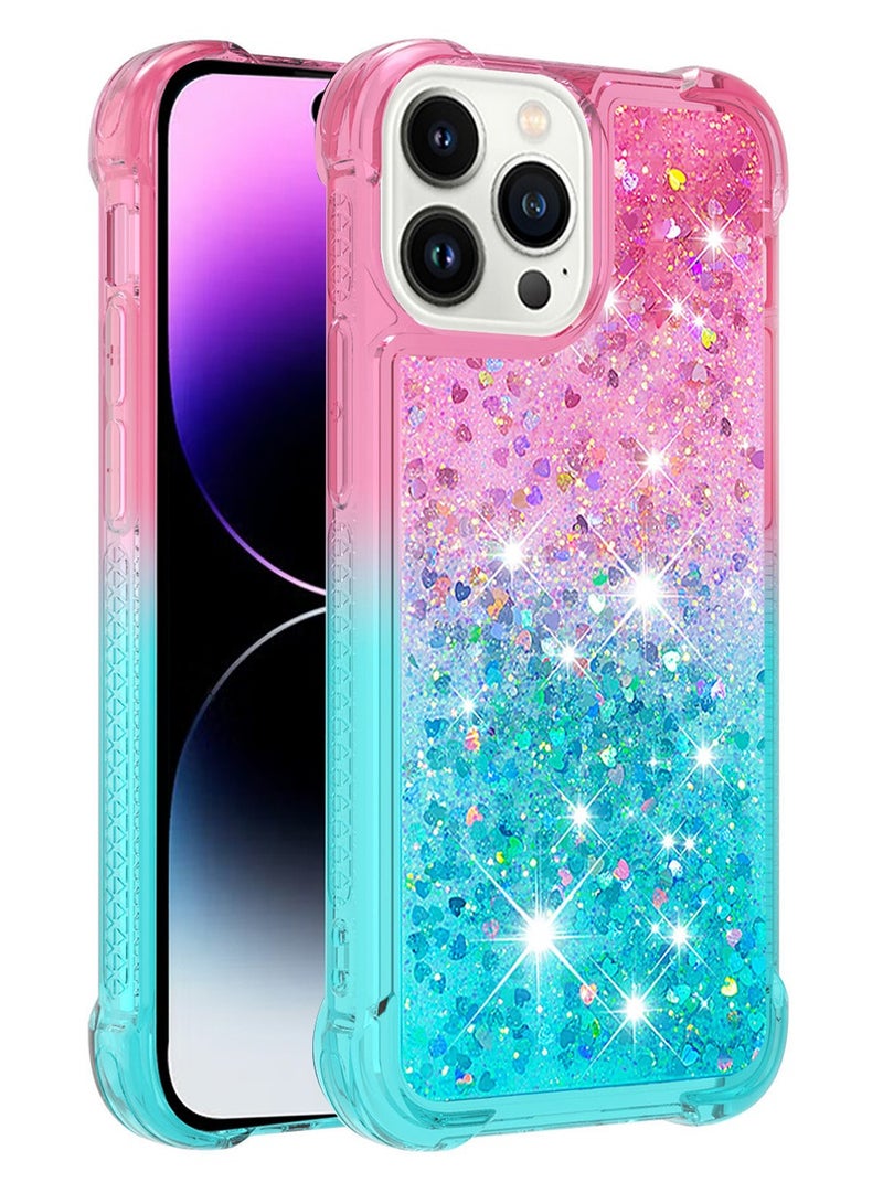 iPhone 15 Promax Case Cover Protector Glitter Bling Sparkle Liquid for Women Girls Flowing Quicksand Anti-Scratch Clear Shockproof Protective Back Cover Accessory for iPhone 15 Prmax - Image 2