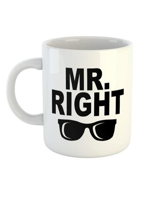 Ceramic Mug With “MR RIGHT” Design Printed In White