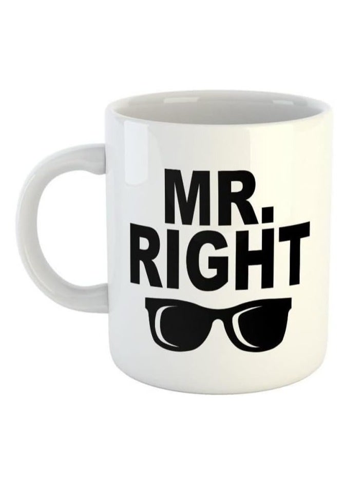 Ceramic Mug With “MR RIGHT” Design Printed In White