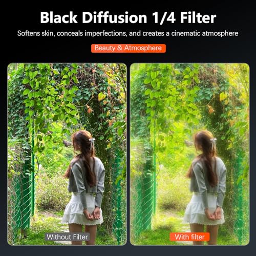 AMAZEAR Black Diffusion 1/4 Filter for DJI OSMO Action 6 Accessories Pro Mist Style Lens Filter to Soften Skin & Create Cinematic Glowing Highlights, Reduce Harsh Contrast, HD Optical Glass - Image 3