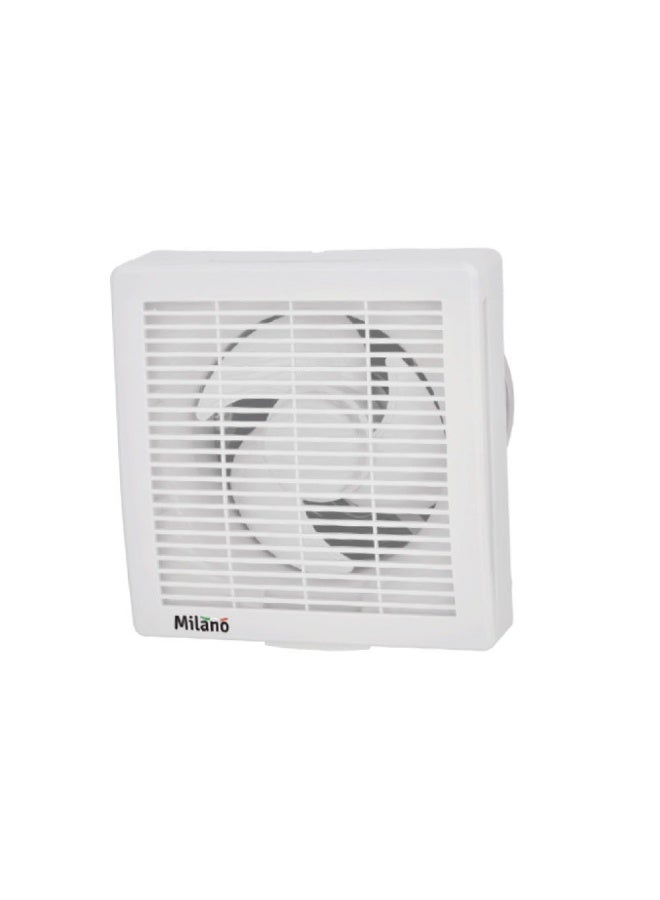 Milano Valentino 6" Auto Shutter Exhaust Fan - White Durable Pp Plastic Low Noise Household Exhaust Fans Powerful Ventilation Fan For Home, Kitchen, Bathroom, Garage, & Warehouse - 23X22.3X18Cm