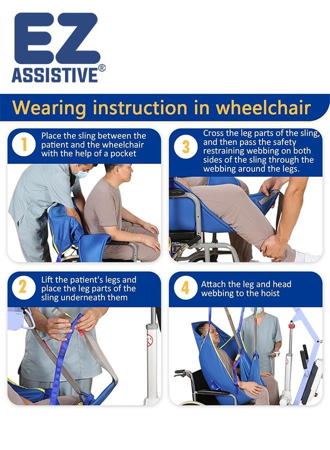 إيهوكون رفع المريض الحقيبة العامة مع دعم الرأس، رفع U-Sling لنقل المريض وإعادة وضع الاستخدام المنزلي، 500 رطل - Image 4