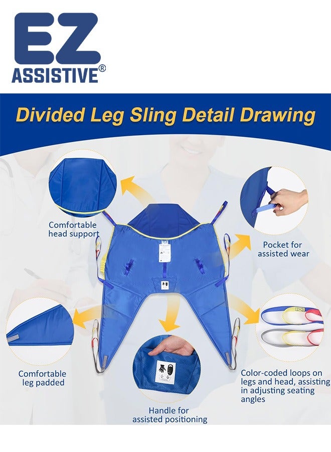 إيهوكون رفع المريض الحقيبة العامة مع دعم الرأس، رفع U-Sling لنقل المريض وإعادة وضع الاستخدام المنزلي، 500 رطل - Image 3
