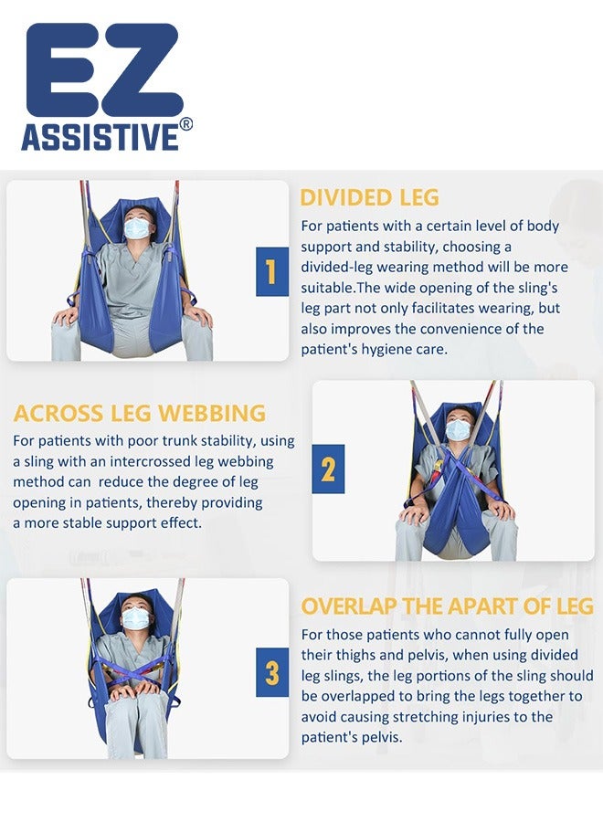 إيهوكون رفع المريض الحقيبة العامة مع دعم الرأس، رفع U-Sling لنقل المريض وإعادة وضع الاستخدام المنزلي، 500 رطل - Image 5