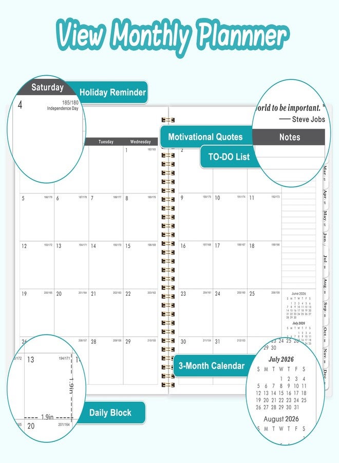Artfan 2026-2028 Monthly Planner - 2 Year Monthly Planner/Calendar 2026-2028, July 2026 - June 2028, 11" x 9", 24 Months Calendar, Yearly planners, Tabs, Inner Pocket, Twin-wire Binding - Oil Painting - Image 3