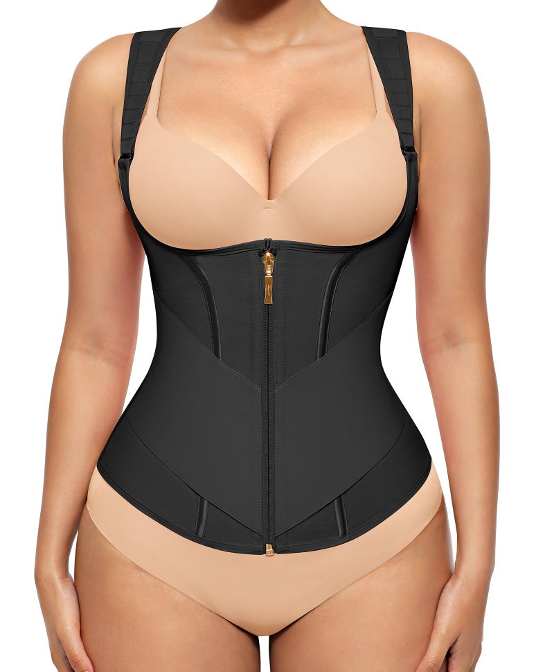 FeelinGirl Corset Waist Trainer for Women Tummy Control Body Shaper Vest Faja Shaper Black XL - Image 1