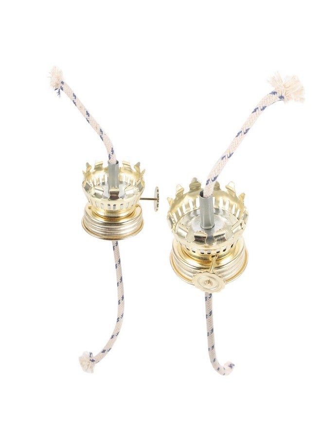UKCOCO 2Pcs Oil Lamp Wick Replacement, Kerosene Lamp Accessories Brass Plated Burner with Reduction Collar Cotton Lamp Wick Base Chimney Decor - Image 1