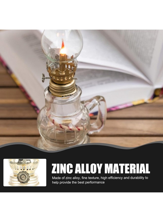 UKCOCO 2Pcs Oil Lamp Wick Replacement, Kerosene Lamp Accessories Brass Plated Burner with Reduction Collar Cotton Lamp Wick Base Chimney Decor - Image 5