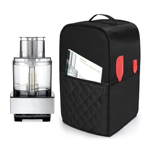 LUXJA Luxja Food Processor Cover Compatible with Cuisinart and Hamilton Beach 1114 Cup Processor Food Processor Dust Cover with Accessories Pockets Black 