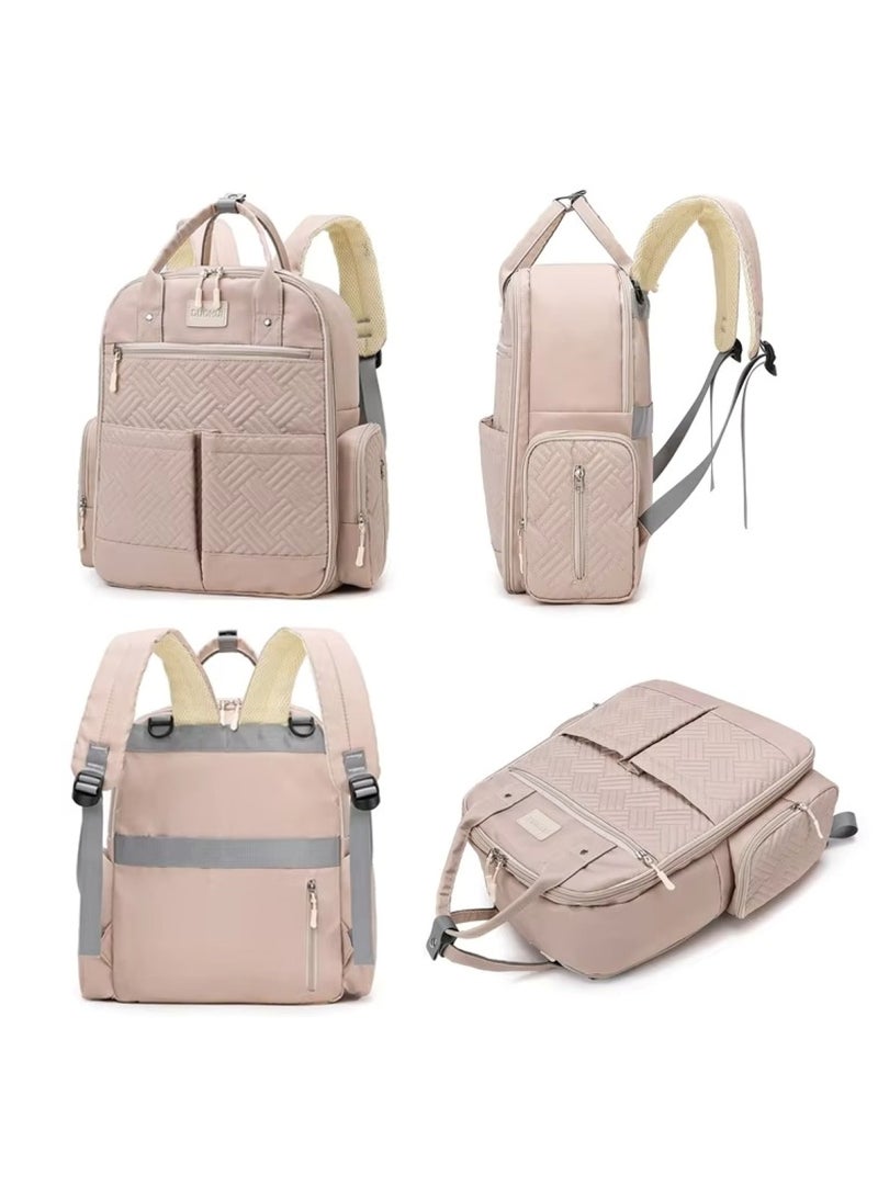 Huitich Khaki Large-Capacity Baby Diaper Bag Stylish & Practical for Moms - Image 3