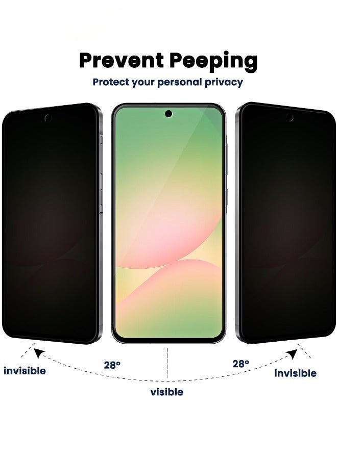 [2+2 Pack] Samsung Galaxy A56 Privacy Screen Protector with Camera Lens Protector, [28° Anti-Spy][9H Hardness][Fingerprint Unlock][Anti Scratch][Bubble Free][Case Friendly] Protector Set for Samsung 56 5G 6.7 inch (Boxed, 2+2 PCS) - Image 3