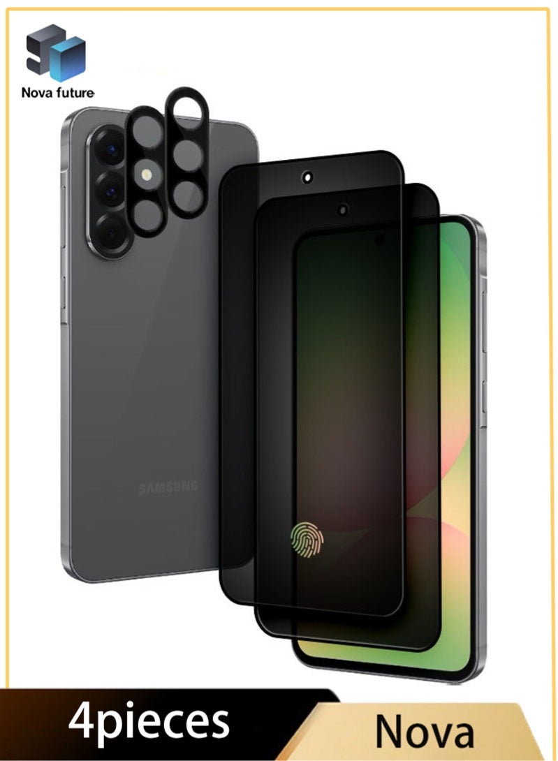 [2+2 Pack] Samsung Galaxy A56 Privacy Screen Protector with Camera Lens Protector, [28° Anti-Spy][9H Hardness][Fingerprint Unlock][Anti Scratch][Bubble Free][Case Friendly] Protector Set for Samsung 56 5G 6.7 inch (Boxed, 2+2 PCS) - Image 1