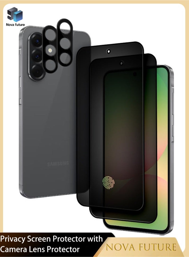 [2+2 Pack] Samsung Galaxy A56 Privacy Screen Protector with Camera Lens Protector, [28° Anti-Spy][9H Hardness][Fingerprint Unlock][Anti Scratch][Bubble Free][Case Friendly] Protector Set for Samsung 56 5G 6.7 inch (Boxed, 2+2 PCS) - Image 1