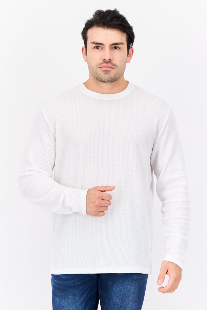 C81 Men 2 Pieces Crew Neck Long Sleeves Textured T-Shirt, Black - Image 3