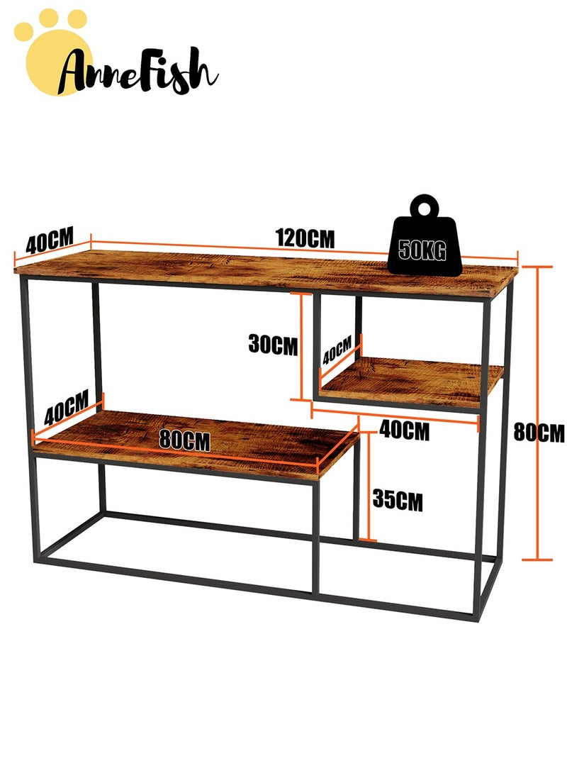 AnneFish 120*40*80cm 3Tier Console Table Sofa Table with Storage Shelf and Entryway Table for Couch Hallway Entrance Living Room - Image 2