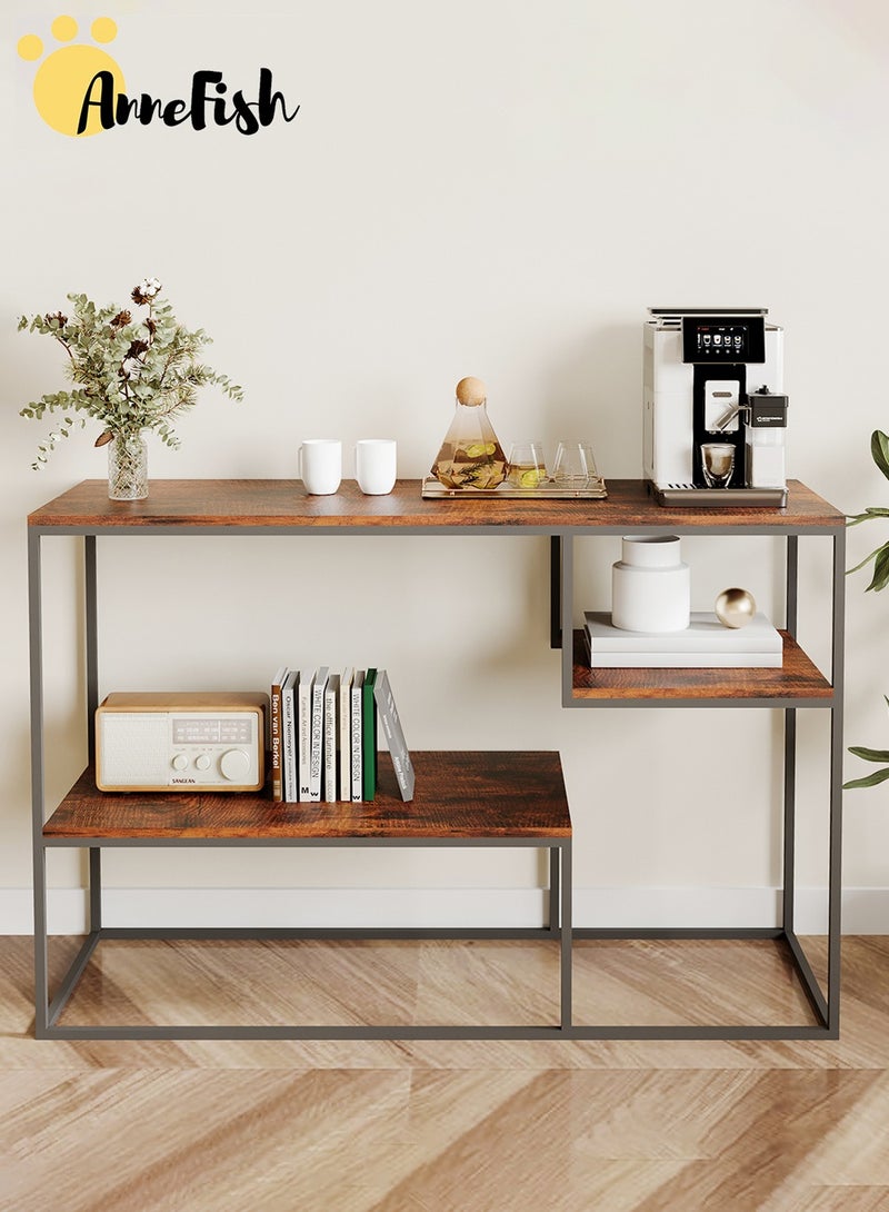AnneFish 120*40*80cm 3Tier Console Table Sofa Table with Storage Shelf and Entryway Table for Couch Hallway Entrance Living Room - Image 3