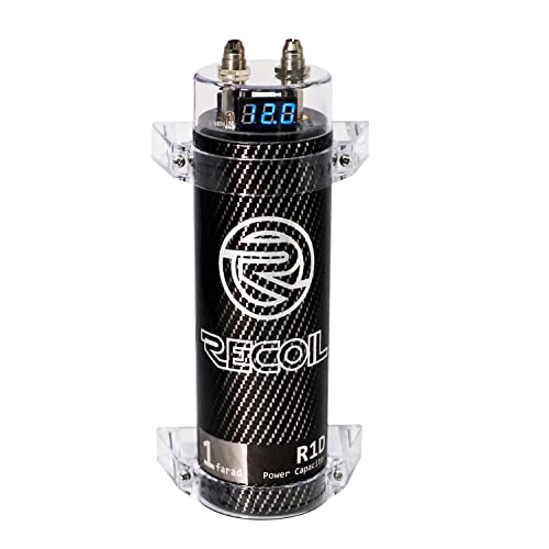RECOIL R1D 1.0 Farad Car Audio Energy Storage Reinforcement Capacitor with Blue Digital Read-Out - Image 1