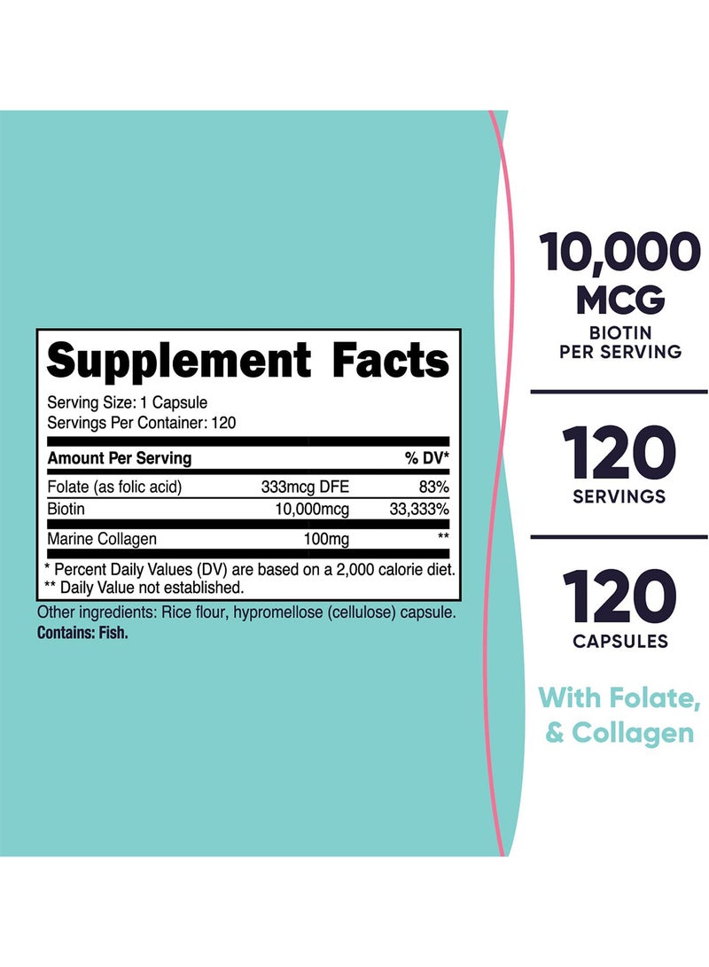 بيوتين للنساء 10000 ميكروجرام، 120 كبسولة - Image 2