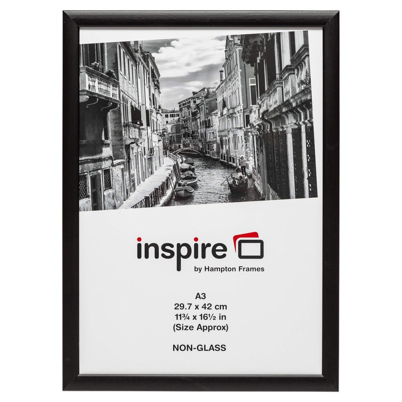 Hampton Frames BLACKWOOD Black Pine Wood Poster Certificate Photo Frame Plexi A3 30x42cm PAW3042BBLKX